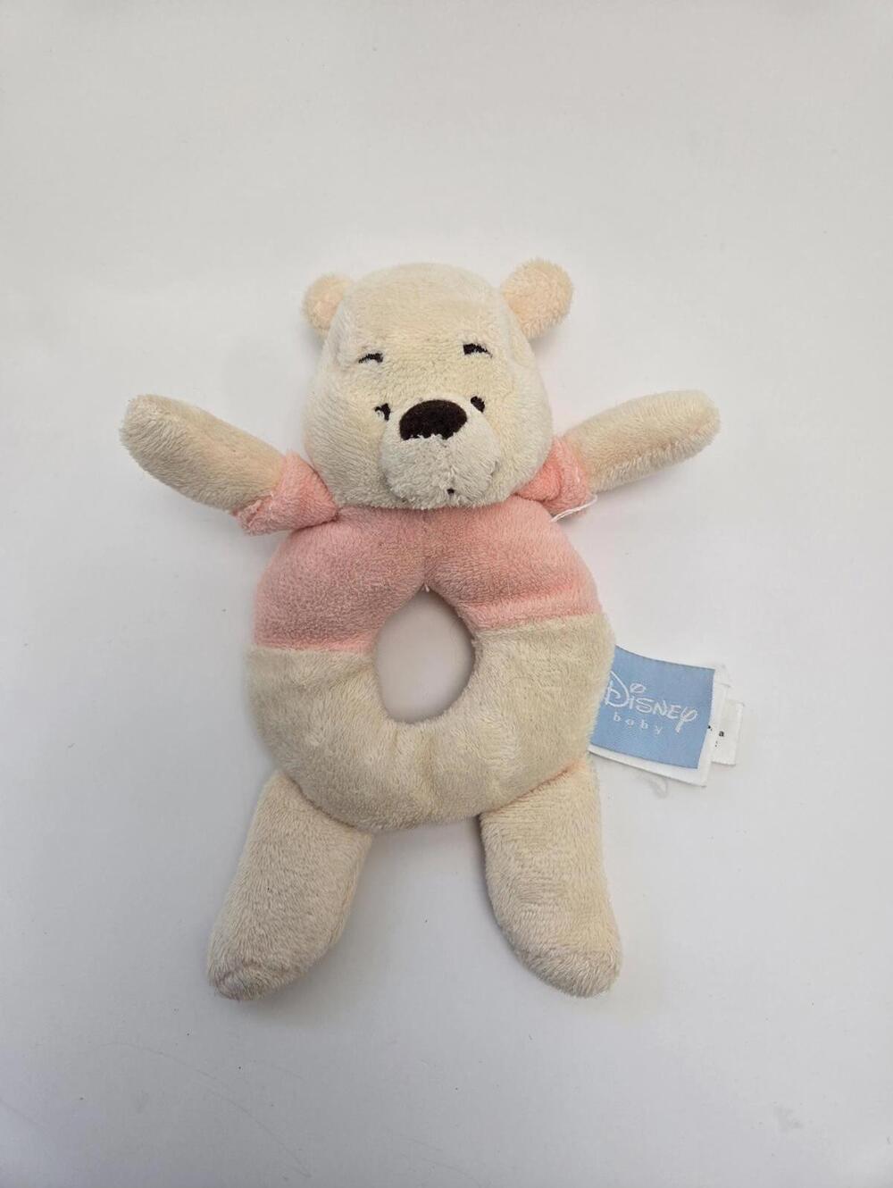 Disney Baby Winnie Rattle Plush from Winnie the Pooh, Vintage (4 inch)